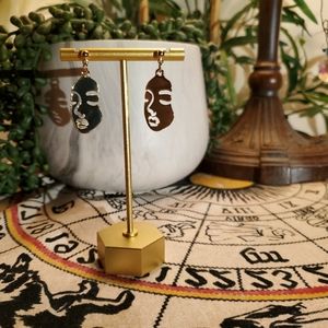 Modern Feminine Face Gold Earrings